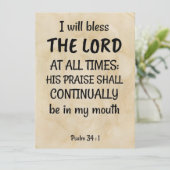 Cartes Pour Fêtes Annuelles psaume 34:1 (KJV) on a biblical-scroll ground (Debout devant)