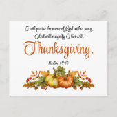 Cartes Pour Fêtes Annuelles Psaume 69:30 Écriture d'action de grâce Citrouille (Devant)