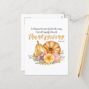 Cartes Pour Fêtes Annuelles Psaume 69:30 Thanksgiving Verse Citrouille Automne