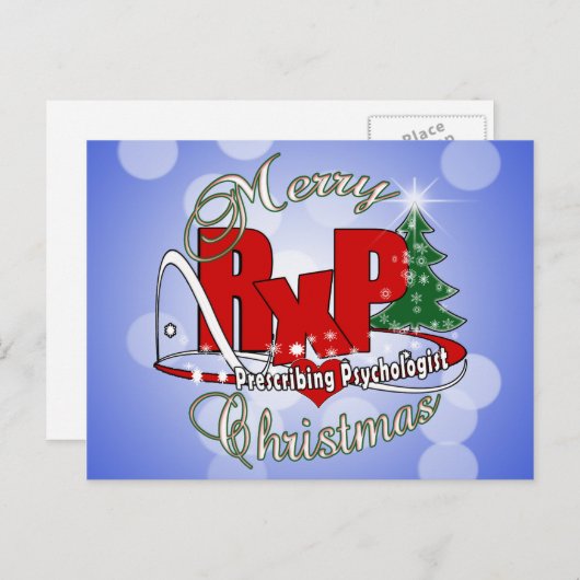 Cartes Pour Fêtes Annuelles Psychologue de Noël RxP. (Devant / Derrière)