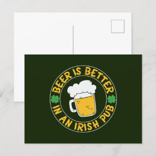 Cartes Pour Fêtes Annuelles pub irlandais cool bière mot art