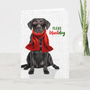 Cartes Pour Fêtes Annuelles Puce Labrador Retriever Noir Navidog Noël