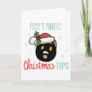 Cartes Pour Fêtes Annuelles Pucky's Purrfect Christmas Tips card