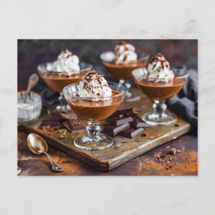 Cartes Pour Fêtes Annuelles Pudding de chocolat doux et crémeux servi en verre