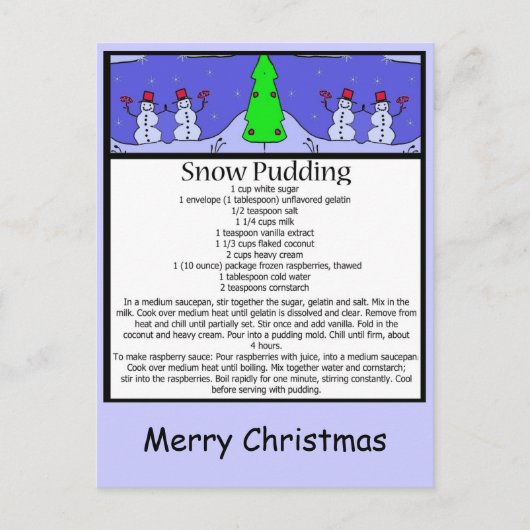Cartes Pour Fêtes Annuelles pudding de neige, Joyeux Noël (Devant)
