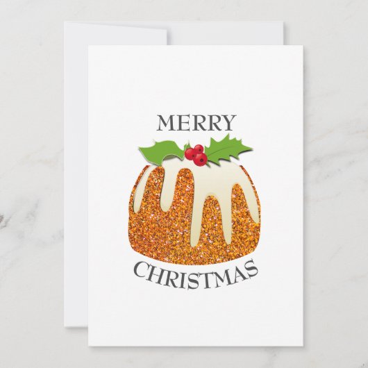 Cartes Pour Fêtes Annuelles Pudding festif avec PARTIES SCINTILLANT orange Noë (Devant)