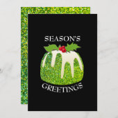Cartes Pour Fêtes Annuelles Pudding Festif moderne vert | SCINTILLE | Noël (Devant / Derrière)