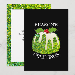 Cartes Pour Fêtes Annuelles Pudding Festif moderne vert   SCINTILLE   Noël
