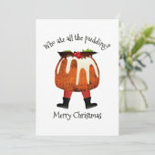 Cartes Pour Fêtes Annuelles Pudding Humour Joyeux Noël (Debout devant)