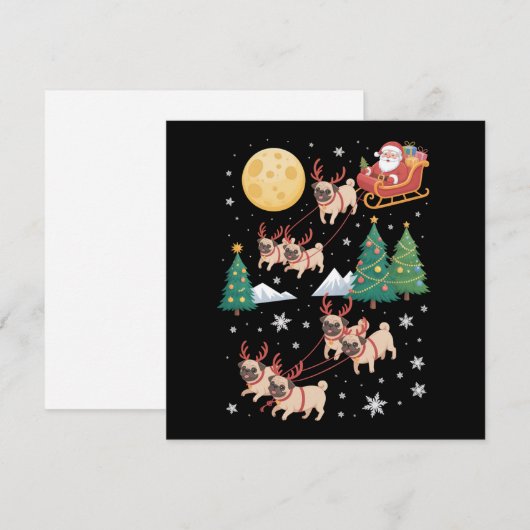 Cartes Pour Fêtes Annuelles Pug Chiens Arbre de Noël Sweater Xmas Animal de Co (Devant / Derrière)