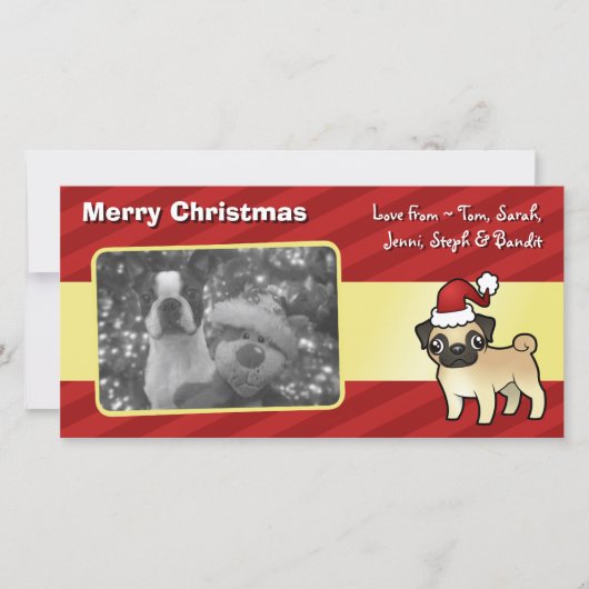 Cartes Pour Fêtes Annuelles Pug de Christmas (Devant)