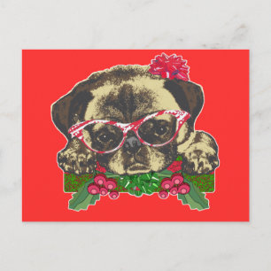 Cartes Pour Fêtes Annuelles Pug de Christmas