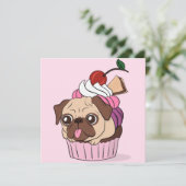 Cartes Pour Fêtes Annuelles Pug gâteau (Debout devant)