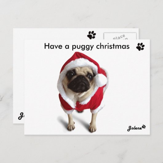 Cartes Pour Fêtes Annuelles Pug Jolene (Devant / Derrière)
