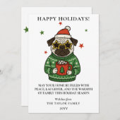 Cartes Pour Fêtes Annuelles Pug Ugly Sweater Christmas Hot Cocoa Marshmallow (Devant / Derrière)