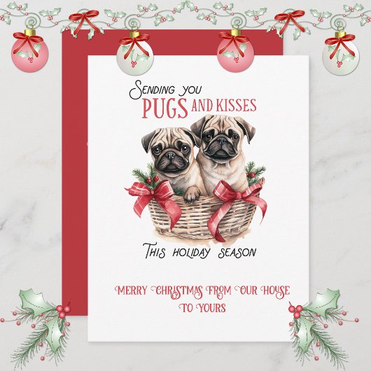 Cartes Pour Fêtes Annuelles Pug Whimsical Christmas |