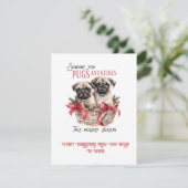 Cartes Pour Fêtes Annuelles Pug Whimsical Christmas | (Debout devant)