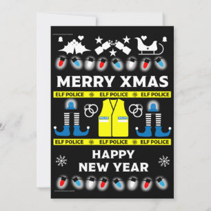 Cartes Pour Fêtes Annuelles Pugiliste de police pull de noël moche