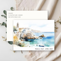 Puglie, Italie Paysage Aquarelle Voyage