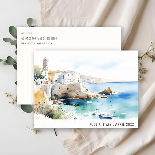 Cartes Pour Fêtes Annuelles Puglie, Italie Paysage Aquarelle Voyage