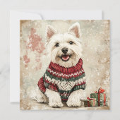 Cartes Pour Fêtes Annuelles Pull Westie de Noël (Devant)