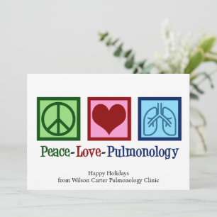 Cartes Pour Fêtes Annuelles Pulmonologue personnalisable Peace Love
