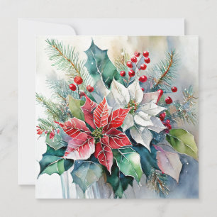 Cartes Pour Fêtes Annuelles Pulvérisation de Noël à l'aquarelle personnalisée
