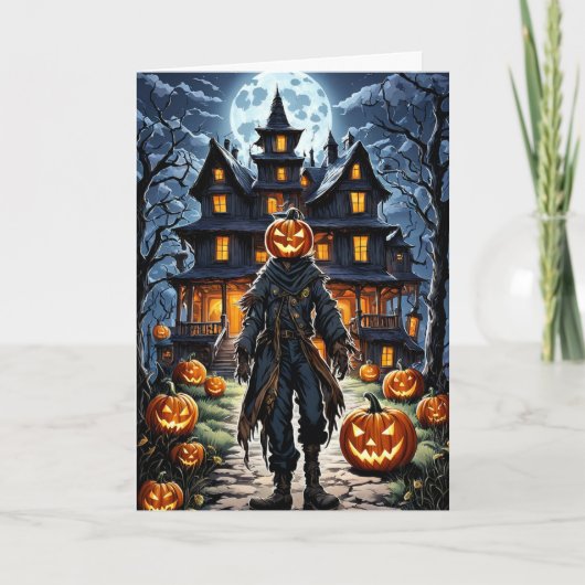 Cartes Pour Fêtes Annuelles Pumpkinhead en clair de lune Halloween (Devant)
