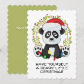 Cartes Pour Fêtes Annuelles Pun de chanson de Noël drôle Panda (Devant / Derrière)