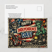 Cartes Pour Fêtes Annuelles Punk Rock Style Independence Day (Devant / Derrière)