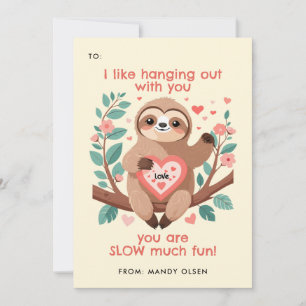 Cartes Pour Fêtes Annuelles Punny Sloth Classroom Valentine's Exchange