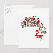 Cartes Pour Fêtes Annuelles Pups dalmate de vacances (Devant / Derrière)