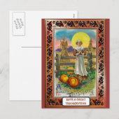 Cartes Pour Fêtes Annuelles Puritan et citrouille (Devant / Derrière)