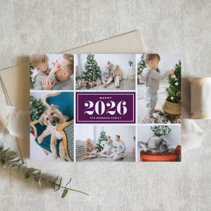 Cartes Pour Fêtes Annuelles Purple 2025 Happy New Year Photo Collage