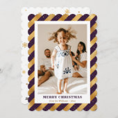 Cartes Pour Fêtes Annuelles Purple and Gold Foil Photo moderne Joyeux Noël (Devant / Derrière)