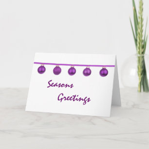 Cartes Pour Fêtes Annuelles Purple Baubles on Ribbon Christmas