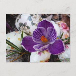 Cartes Pour Fêtes Annuelles Purple Crocus et Floral Easter Eggs