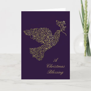 Cartes Pour Fêtes Annuelles Purple Elegant Dove Bienheureux Noël