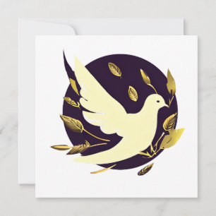 Cartes Pour Fêtes Annuelles Purple et Gold Peace Dove