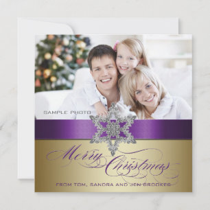 Cartes Pour Fêtes Annuelles Purple Gold Silver Joyeux voeux de Noël