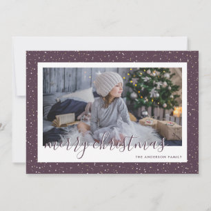 Cartes Pour Fêtes Annuelles Purple Gold Snowy Photo Merry Christmas Cards