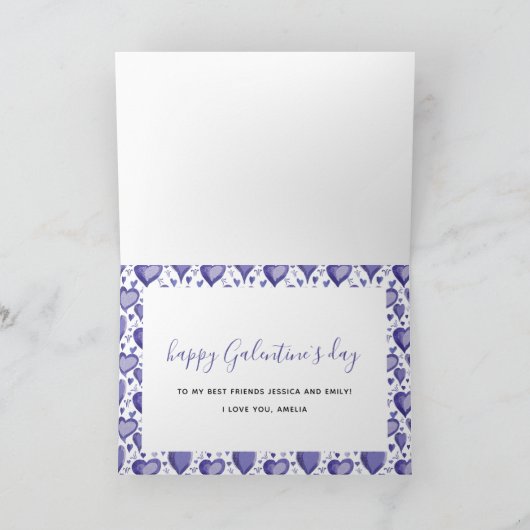 Cartes Pour Fêtes Annuelles Purple Heart Galentines Day Friend Photo (Intérieur)