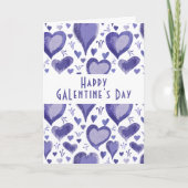 Cartes Pour Fêtes Annuelles Purple Heart Pattern Happy Galentine`s Day (Devant)