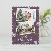 Cartes Pour Fêtes Annuelles Purple Joyeux Noël 2 Photo (Debout devant)
