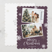 Cartes Pour Fêtes Annuelles Purple Joyeux Noël 2 Photo (Devant / Derrière)