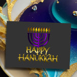 Cartes Pour Fêtes Annuelles Purple Menorah Flames Happy Hanoukka Card<br><div class="desc">Des objets de vacances à thème conçus par Umua. Imprimé et expédié par Zazzle ou ses filiales.</div>