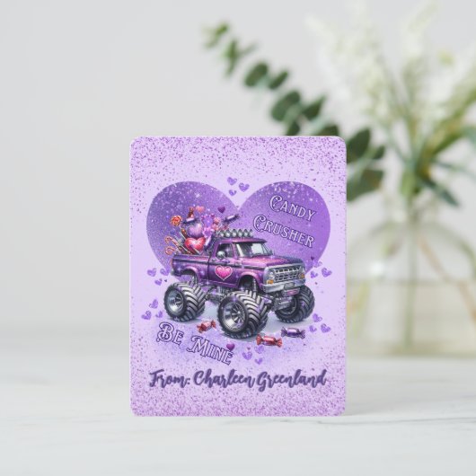Cartes Pour Fêtes Annuelles Purple Monster Camion Candy Croisher Soyez mien (Debout devant)