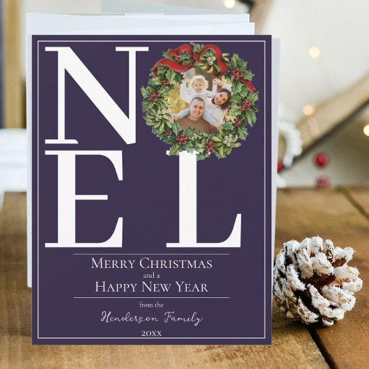 Cartes Pour Fêtes Annuelles Purple Noel Noël Wreath Photo