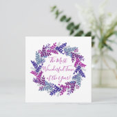 Cartes Pour Fêtes Annuelles Purple Pink Berry Merveilleuse Heure Noël Wreath (Debout devant)
