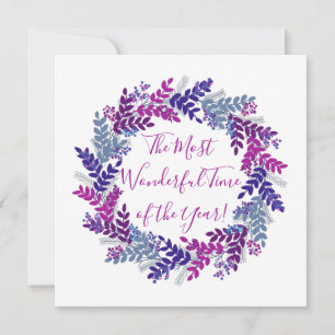 Cartes Pour Fêtes Annuelles Purple Pink Berry Merveilleuse Heure Noël Wreath
